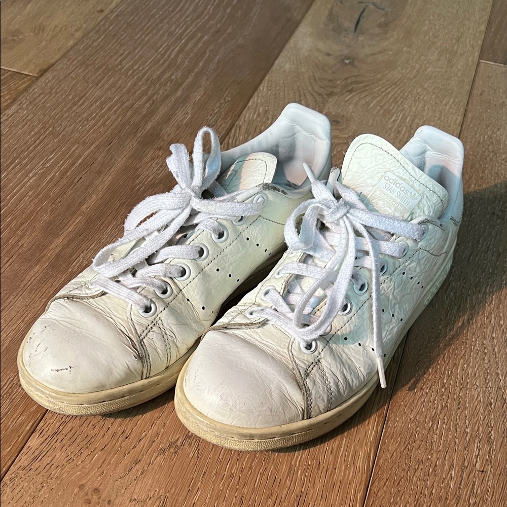Adidas Stan Smith White Textured Leather Sneakers Women’s 7